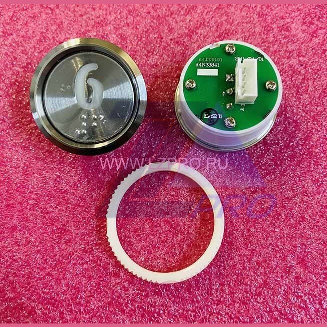 Кнопка "6" (с шрифтом Брайля, белая круговая подсветка, тип BAS231) A4N33841 Otis