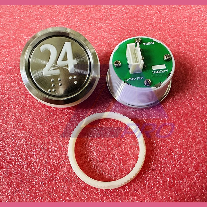 Кнопка "24" (с шрифтом Брайля, белая круговая подсветка, тип BAS231) A4N33841 Otis