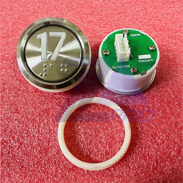 Кнопка "17" (с шрифтом Брайля, белая круговая подсветка, тип BAS231) A4N33841 Otis