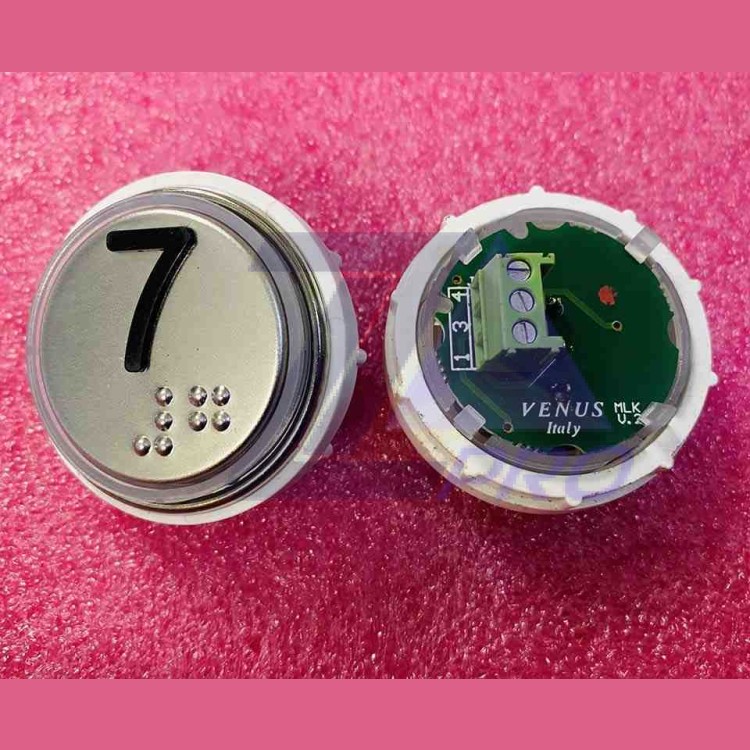 Кнопка 7 красная подсветка с кодом Брайля VENUS V.2 MLK VEGA